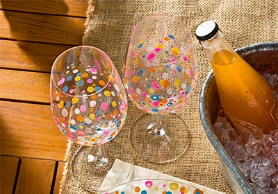Bright Spring Confetti Glasses and Plate