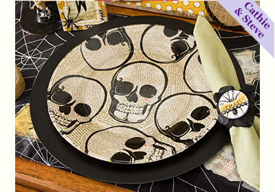 Chalkboard Chargers, Skull Plates and Napkin Ring