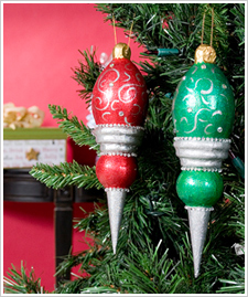 Classic Red and Green Glitter Ornaments