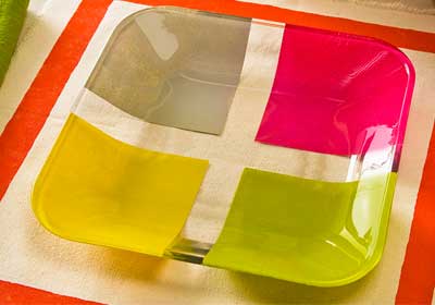 Color Blocked Glass Plate