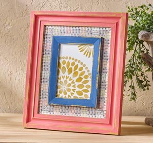 Coral and Blue Layered Frame
