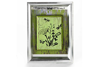 Distressed Wildflowers Tray Art with FolkArt Paints and Stencils