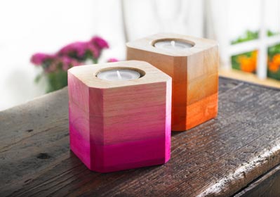 DIY Ombre Wood Block Candlesticks