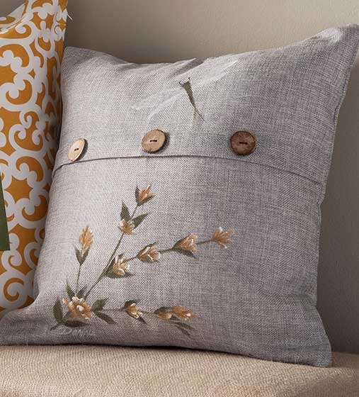 Dragonfly and Wildflower Throw Pillow