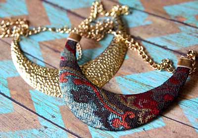 Fabric Covered Bib Necklace
