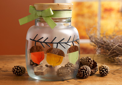 Fall Acorn Glass Container