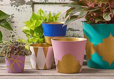 Geode-Inspired Painted Flower Pots