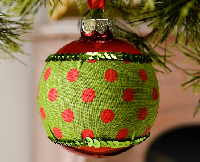 Green and Red Polka Dot Sparkle Ornament