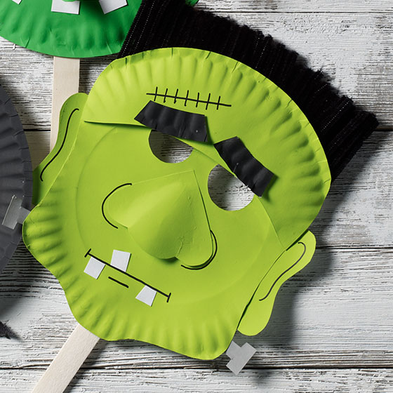 Halloween Paper Plate Mask: Frankenstein