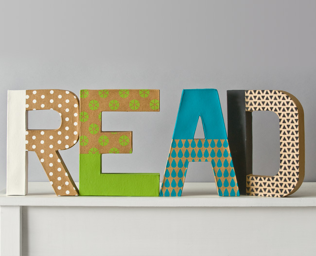 Handmade Charlotte Patterned Paper Mache Letters - READ