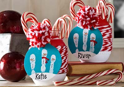 Kids Christmas Glasses with Handprint Snowman Tags