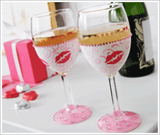 Kiss-me-Quick Valentine’s Day Wine Glasses