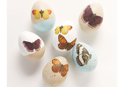Decoupaged Butterfly Eggs
