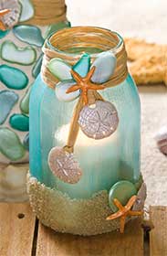 Mason Jar Candle Holder for a Beach Wedding