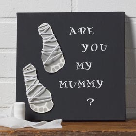 Mummy Footprint Canvas Halloween Craft for Kids