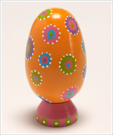 Orange Egg with Colorful Flower Dots
