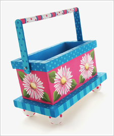 Painted Daisy Wood Tote