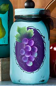 Painted Grapes Canning Jar