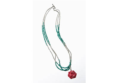 Southwest Rose and Turquoise Necklace
