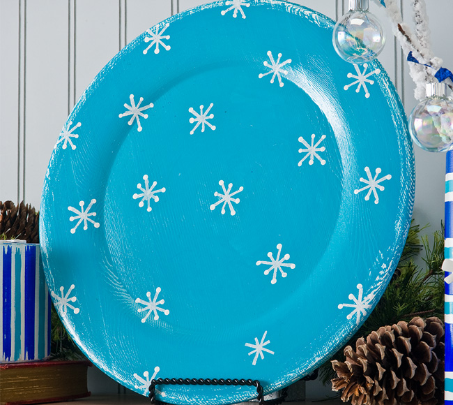 Turquoise Christmas Snowflake Plate