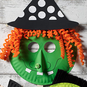 Witch Paper Plate Mask for Halloween